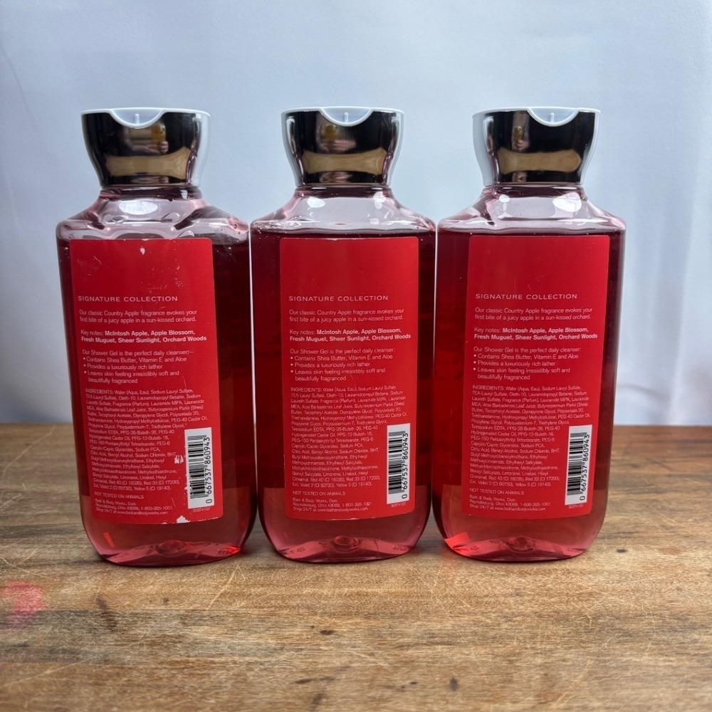 Lot of 3 Bath & Body Works Country Apple Shower Gel 10 fl oz new - Picture 4 of 5
